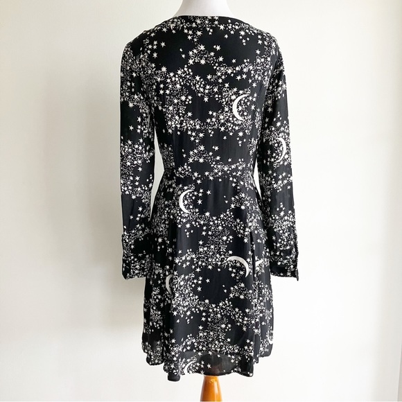 Los Angeles Atelier & Other Stories Size 4 Dress Moon Stars Black Long Sleeve - Picture 4 of 9